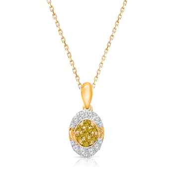 KALLATI Yellow Gold "Sunset" 0.30ct Round White & Natural
Yellow Diamond Pendant