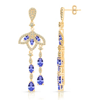 KALLATI 14K Yellow Gold "Renaissance" 5.90ctw Hanging
Tanzanite Earrings