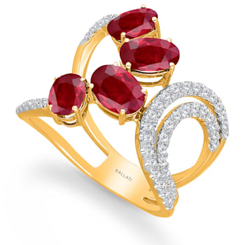 KALLATI Yellow Gold 3.35 ctw Ruby and Diamond Ring