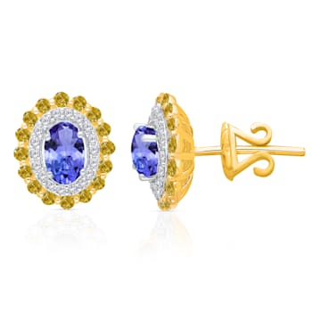 KALLATI Yellow Gold "Renaissance" 1.65 ctw Tanzanite Earrings