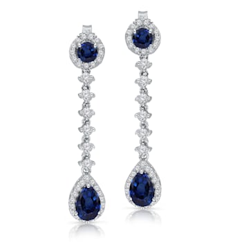 KALLATI 14K White Gold "Heirloom" 2.00ctw Teardrop Sapphire Earrings