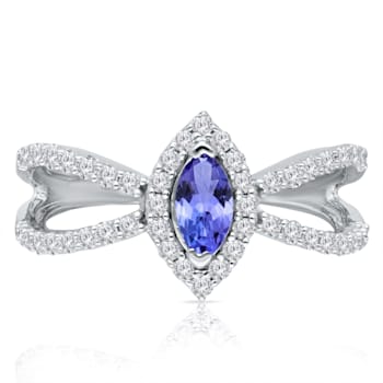 KALLATI White Gold 0.80 ctw Tanzanite and Diamond Ring