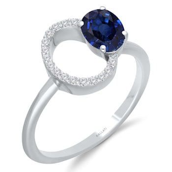 KALLATI White Gold 0.75 ctw Sapphire and Diamond Ring
