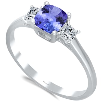KALLATI 14K White Gold "Renaissance" 0.95ctw Cushion Tanzanite
and Diamond Ring