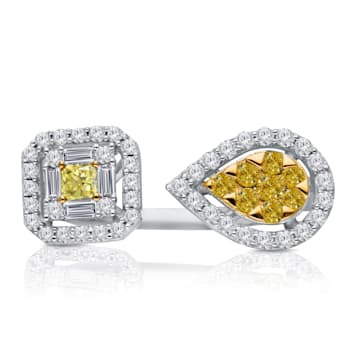 KALLATI 14K White Gold "Sunset" 0.95ct White & Natural
Yellow Diamond Ring
