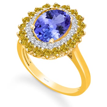 KALLATI Yellow Gold "Renaissance" 3.20ctw Natural Tanzanite
& Diamond Ring