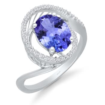 KALLATI 14K White Gold 2.20 ctw Tanzanite and Diamond Ring