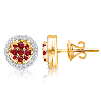 KALLATI Yellow Gold "Heirloom" 0.65 ctw Ruby Earrings
