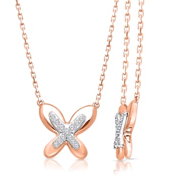 KALLATI Rose Gold "Eternal" 0.10ct Round White Diamond Necklace