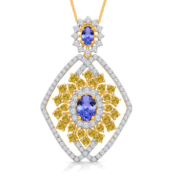 KALLATI Yellow Gold "Renaissance" 4.00 ctw Tanzanite amnd
Diamond Pendant