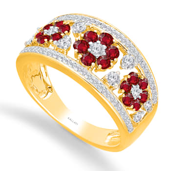KALLATI Yellow Gold "Heirloom" 1.25ctw Ruby & Diamond Ring