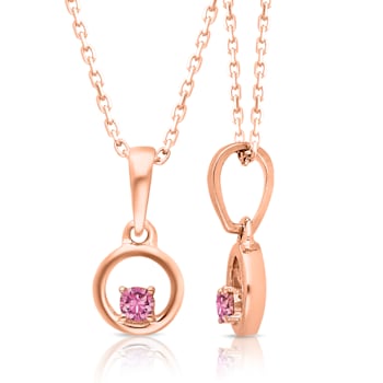 KALLATI 14K Rose Gold "Heirloom" 0.05ctw Round Pink Sapphire Pendant