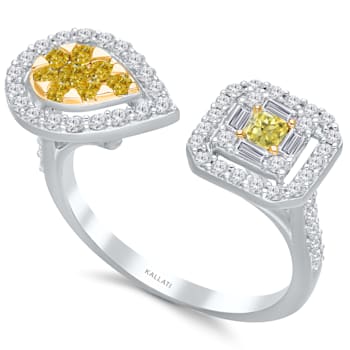 KALLATI 14K White Gold "Sunset" 0.95ct White & Natural
Yellow Diamond Ring
