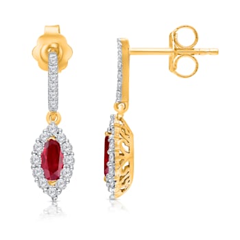 KALLATI 14K Yellow Gold "Heirloom" 0.65ct Oval Ruby Earrings