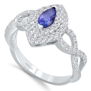 KALLATI White Gold 1.00 ctw Tanzanite and Diamond Ring