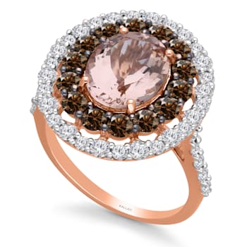 KALLATI Rose Gold 4.70 ctw Morganite and Diamond Ring