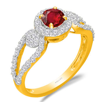 KALLATI Yellow Gold 1.35ctw Ruby and Diamond Ring
