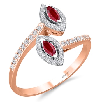 KALLATI 14K Rose Gold 0.45 Ruby and Diamond Ring