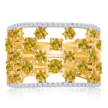 KALLATI Yellow Gold "Sunset" 2.00 ctw Round White &
Natural Yellow Diamond Ring