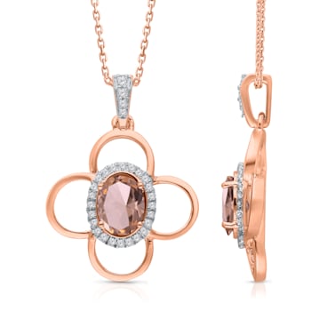 KALLATI Rose Gold "Heirloom" 1.30ctw Oval Morganite and
Diamond Pendant