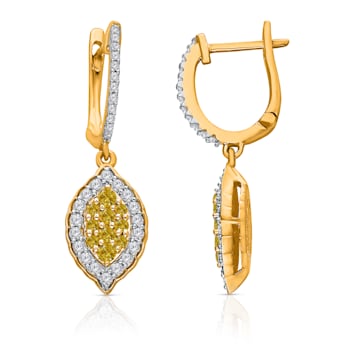 KALLATI 14K Yellow Gold "Sunset" 0.85ct White & Natural
Yellow Diamond Earrings