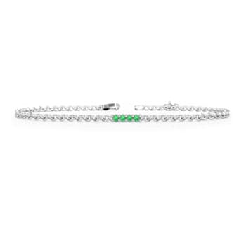 Grass Collection - Sterling Silver Bracelet - 4 Intense Green Natural Emeralds
