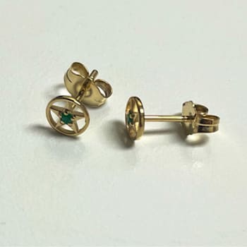Grass Collection - Gold Over Sterling Silver Star Earrings  – 1 Intense
Green Natural Emerald