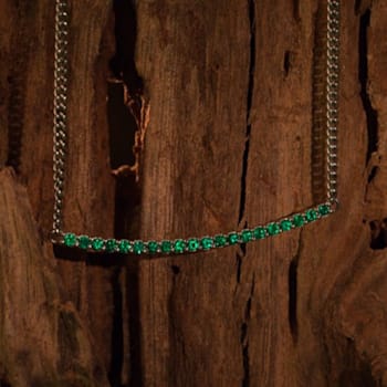 Grass Collection – 18ct White Gold Necklace – 20 Intense Green Natural Emeralds