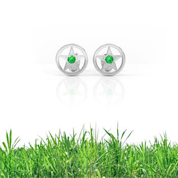 Grass Collection - Sterling Silver Star Earrings  – 1 Intense Green
Natural Emerald