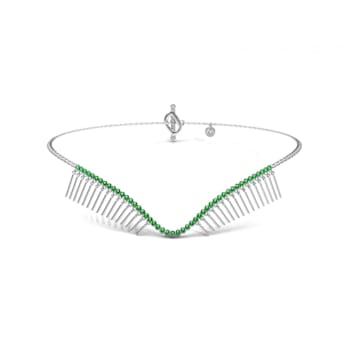 Grass Collection – 18ct White Gold Collar – 47 Intense Green Natural Emeralds