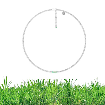 Grass Collection - Sterling Silver Necklace – 5 Intense Green Natural Emeralds
