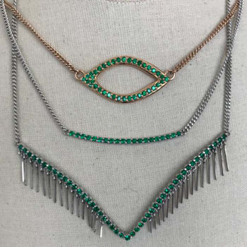 Grass Collection – 18ct White Gold Necklace – 20 Intense Green Natural Emeralds