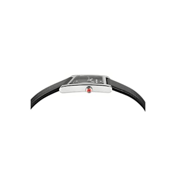 Ferragamo Asymetrique Black Dial Leather Strap Watch