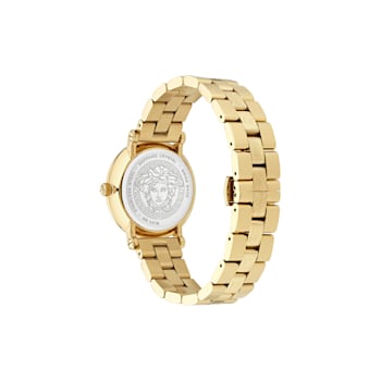 Versace Greca Flourish Black Dial Yellow Stainless Steel Bracelet Watch