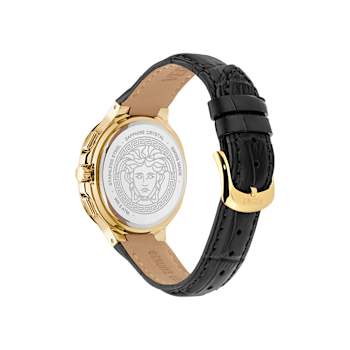 V-Chrono Square Black Dial Leather Strap Watch