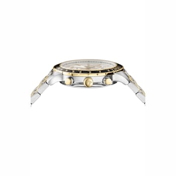 Versace Sport Chrono Silver Tone Dial Two-tone Stainless Steel Bracelet Watch