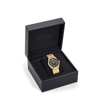 V-Auria Black Dial Yellow Stainless Steel Bracelet Watch