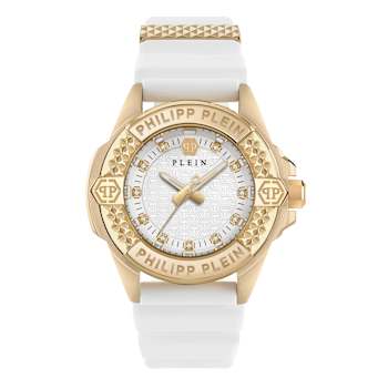 Plein Majesty White Dial Silicone Strap Crystal Watch