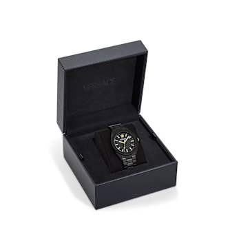 V-Dome Aluminum Bracelet Black Dial Watch