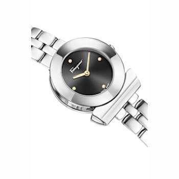 Ferragamo Gancino Black Dial Stainless Steel Bracelet Watch