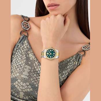 Queen Crystal Green Dial Stainless Steel Bracelet Watch