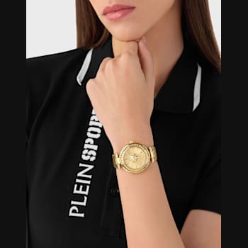 Opium Champagne Dial Leather Strap Watch