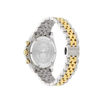 Greca Chrono Wave Silver Tone Dial Two-tone Stainless Steel Bracelet Watch