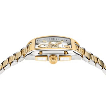 Versace Dominus Silver Tone Dial Two-tone Stainless Steel Chronograph Watch