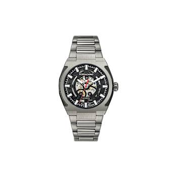 Ferragamo Supreme Skeleton Automatic Gunmetal Stainless Steel Watch