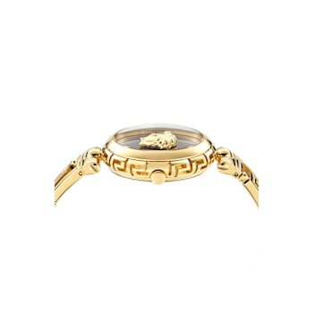 Medusa Jewel Black Dial Yellow Stainless Steel Bracelet Watch