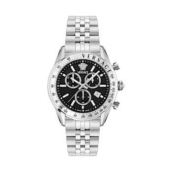 Versace Chrono Master Black Dial Stainless Steel Bracelet Watch