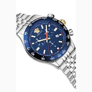 Versace Hellenyium Blue Sunray Dial Chrono Bracelet Watch