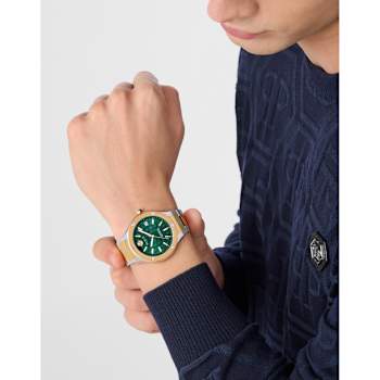 Plein Underdog Green Dial Two-tone Stainless Steel Bracelet Watch