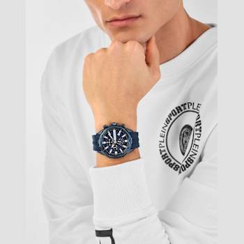 Impact Chronograph Blue Dial Silicone Strap Watch